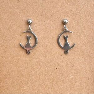 Cat and moon earrings